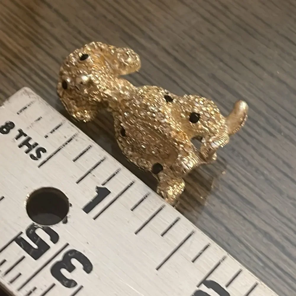 Vintage NAPIER Silver-tone Rhinestone Spotted Dog Pin Rhinestone Dalmatian Pin